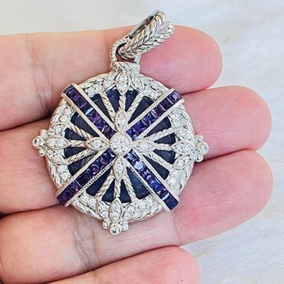 Judith Ripka Sterling Silver Pendant with Gemstone Accents.