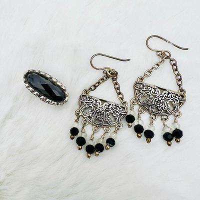 
Lot #172 -Vintage Barse 925 Sterling Silver Ring and dangle earrings with intricate designs, - Sz 8 ring