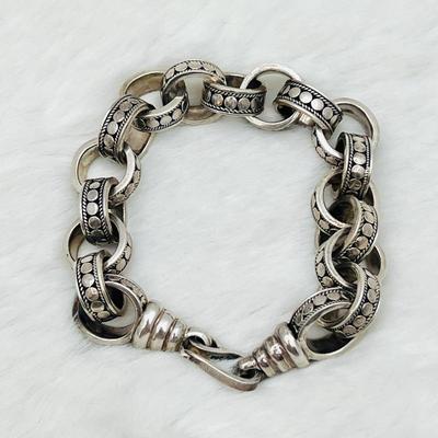 Lot #155 - Vintage Sterling Silver Link Bracelet - Unique Design