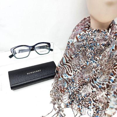  Burberry Prescription Eye Glasses in a Two Tone Blue Frame B 2265 3677 51 16 140 Plus Delicate Scarf