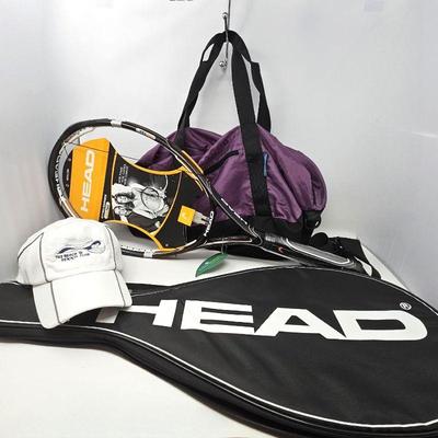 Brand New Head Performance Tennis Racket - ChicoBag Purple Duffle Bag Plus Tennis Hat w/ Extra Long Visor