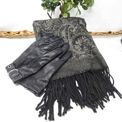  Large Aurora Paci Wool Scarf - Made in Italy Plus "Mitchie's Matchings" 100% Sheep Leather Gloves