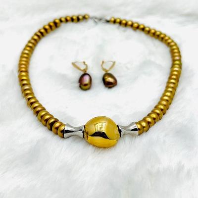 Robert Lee Morris Studio GOLD Freshwater Pearl, Sterling and Brass Necklace