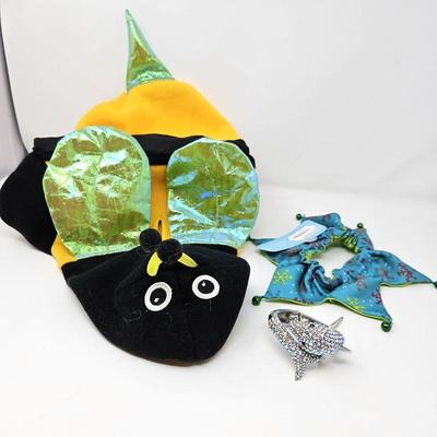 Bee Costume for Small/Medium Size Dog Plus Christmas Dog Neck Band and Rhinestone Dolphin Bracelet