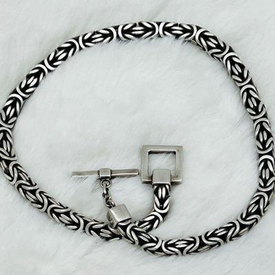 Lois Hill Signed Sterling Silver Unique Square Necklace- 18”Choker