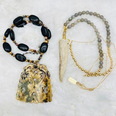  Unique Jewelry Lot - Natural Stone Necklaces with Decorative Pendant