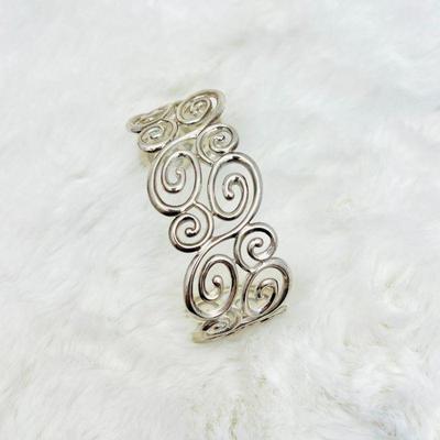  Elegant Sterling Silver Scroll Cuff Bracelet