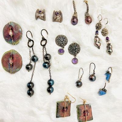 Bohemian Earring Collection - Nine Assorted Styles with Gem Accents, Dangling and Drop Designs, Vintage-Inspired