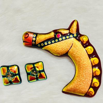 Colorado Artist Made Horse Head & Earrings