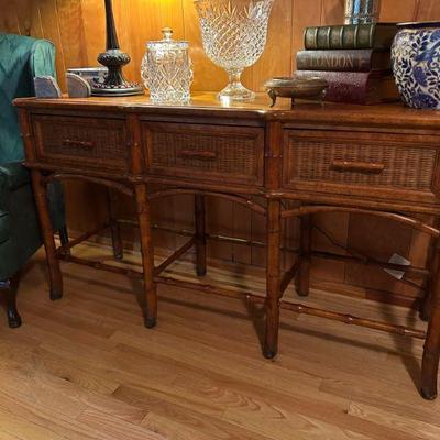 American of Martinsville 3 Drawer faux Bamboo Console