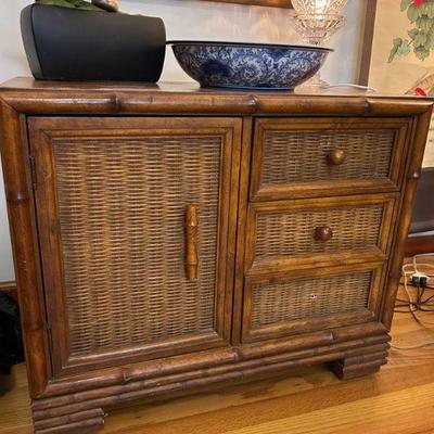 Stunning faux bamboo side chest.