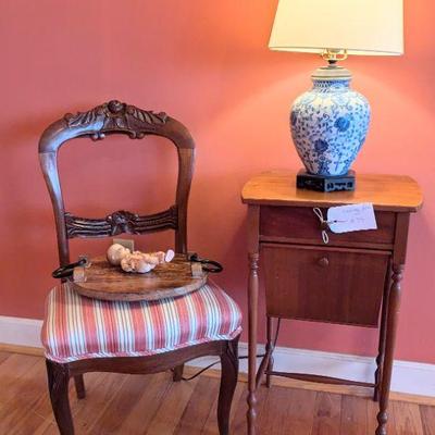 Victorian chair and vintage table 