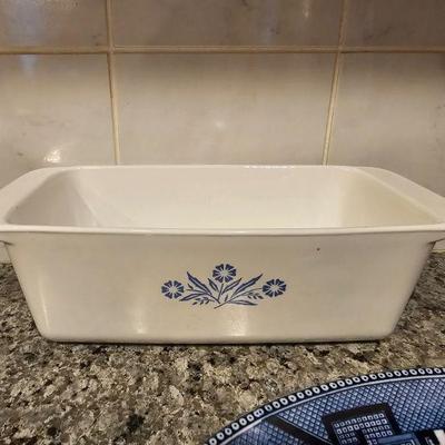 Several blue cornflower casserole dishes