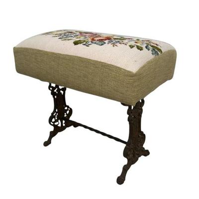 Sale Photo Thumbnail #157: Antique Art Deco Floral Needlepoint Vanity Stool