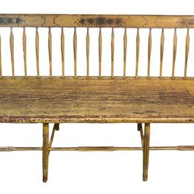 Primitive Hand Painted Deacon's Bench