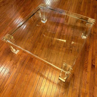 Post Modern Lucite & Glass Coffee Table