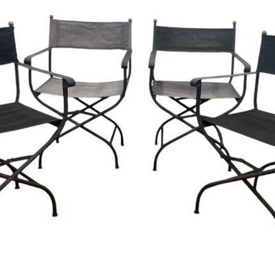 Set Four Campaign Chairs, Cast Iron