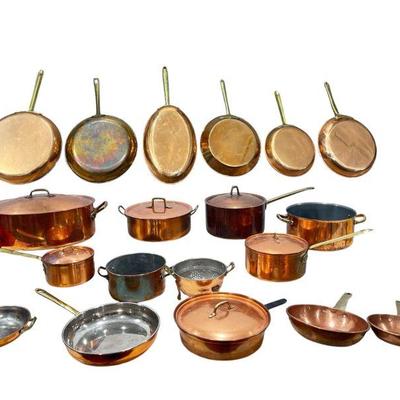 Large Collection Copper Pots & Pans