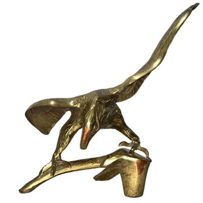 Ornate Brass Bald Eagle Sculpture