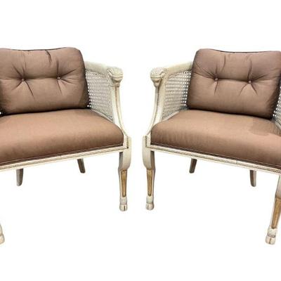 French Louis XV Style Rams Head Armchairs, Pair