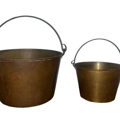 Two Early American Brass Kettles