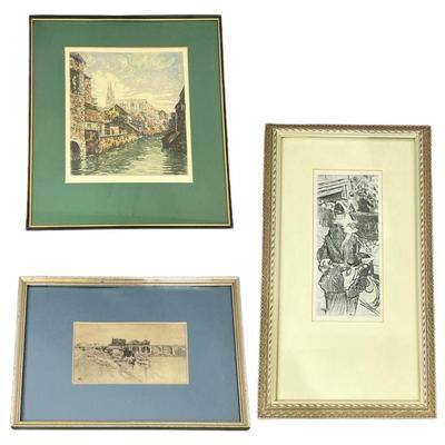 Three Mid Century English Landscapes and Portrait Artwork