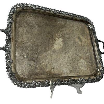 Large Vintage Silverplate Footed Serving Tray
