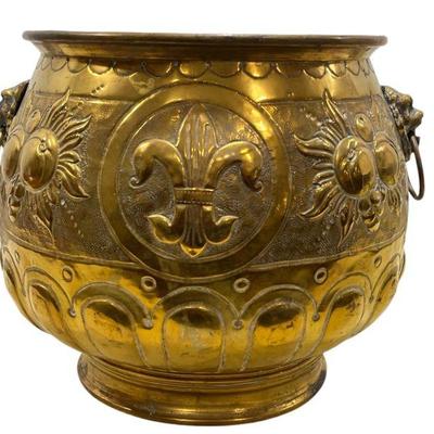 19th C. French Brass Repousse Cachepot