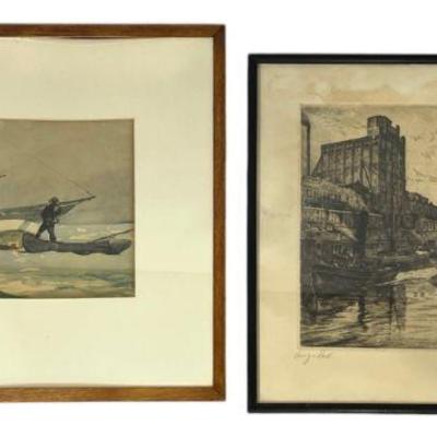 Two Mid Century Sailboat Nautical Prints
