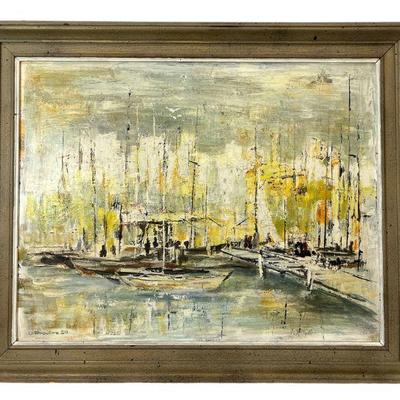 ULDIS PRAULINS 1959 Mixed Media "Boat Landing"