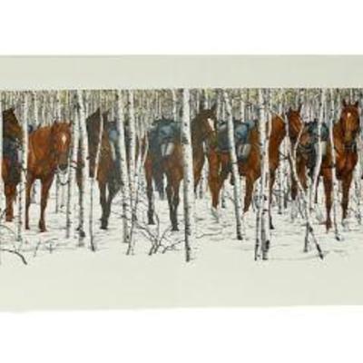 BEV DOOLITTLE "Two Indian Horses" Signed and Numbered Lithograph