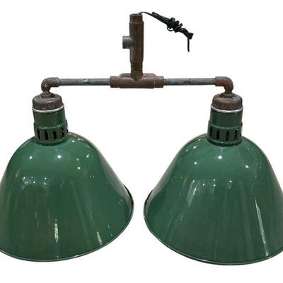 Green Enamel Industrial Double Pendant Light