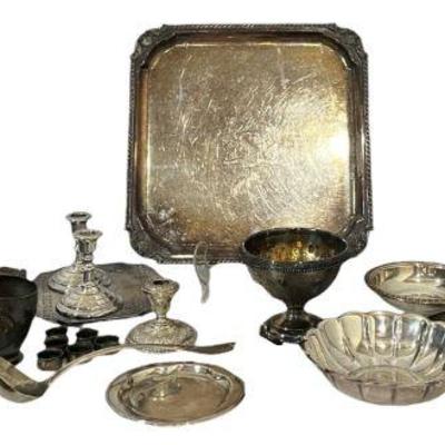 Collection Victorian Silverplate, Some Sterling Serving Trays & Dishes REED & BARTON