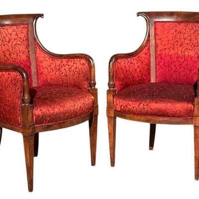 Pair of Louis Philippe Style Bench Armchairs
