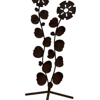 Modernist Cast Iron Flower Sculpture