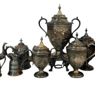 HOYT Family Victorian Silverplate Coffee and Tea Service