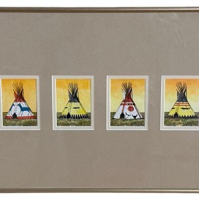 BILL BORDER Tipi Scenes Gouache
