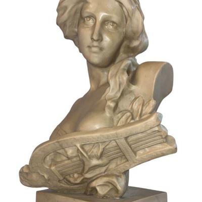 Contemporary Greek Goddess Bust with Lyre
