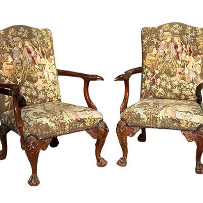 Pair of George III Style Mahogany Armchairs