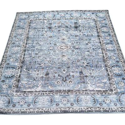 Sale Photo Thumbnail #427: Contemporary Blue Floral Area Rug