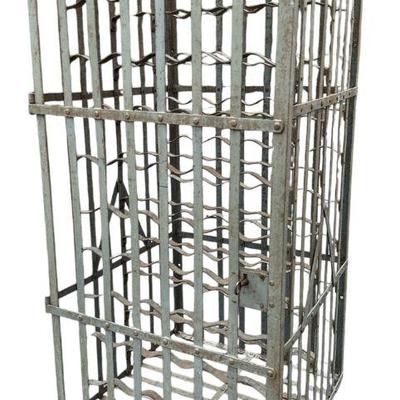 Vintage French Iron Caged Wine Rack
