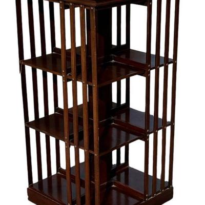 Vintage Mahogany Rotating Library Bookshelf