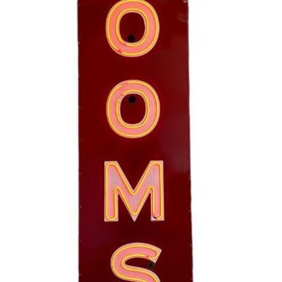 Original Architectural Motel Sign, "Rooms", 10ft