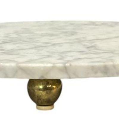 Italian Marble Footed Cake Tray, Mid Century