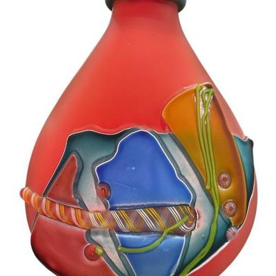 Contemporary Art Glass Vase Signed