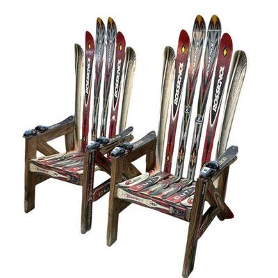 Adirondack French Alpine Snow Ski Chairs, Pair, Rossignol Skis