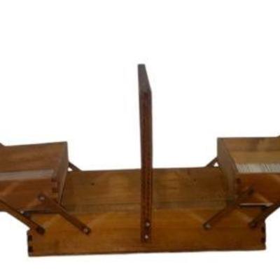 Early American Dovetail Joint Accordion Sewing Cabinet