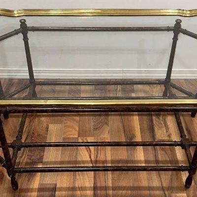 BAKER Faux Bamboo and Brass Hollywood Regency Tab