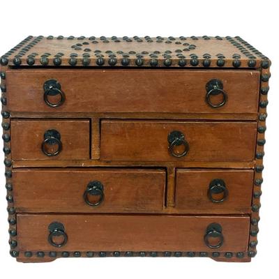 Vintage Nailhead Trim Multi Unit Jewelry Box