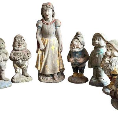 Disney Snow White and The Seven Dwarves Concrete Garden Sculptures